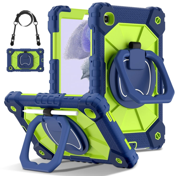 For Samsung Galaxy Tab A7 Lite 2021 Contrast Color Robot Silicone Hybrid PC Tablet Case(Navy Yellow Green) by bashfashion