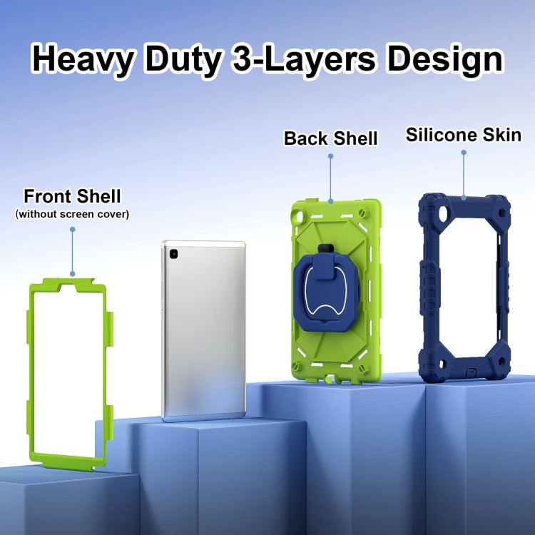 For Samsung Galaxy Tab A7 Lite 2021 Contrast Color Robot Silicone Hybrid PC Tablet Case(Navy Yellow Green) by bashfashion