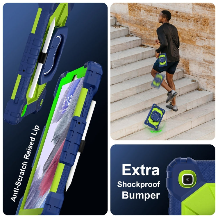 For Samsung Galaxy Tab A7 Lite 2021 Contrast Color Robot Silicone Hybrid PC Tablet Case(Navy Yellow Green) by bashfashion