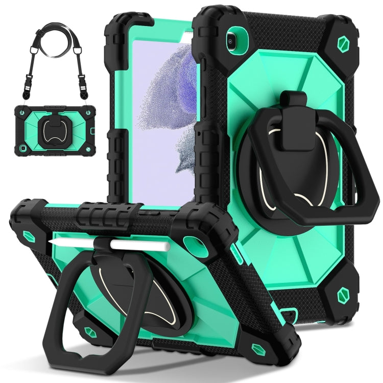 For Samsung Galaxy Tab A7 Lite 2021 Contrast Color Robot Silicone Hybrid PC Tablet Case(Black Mint Green) by bashfashion