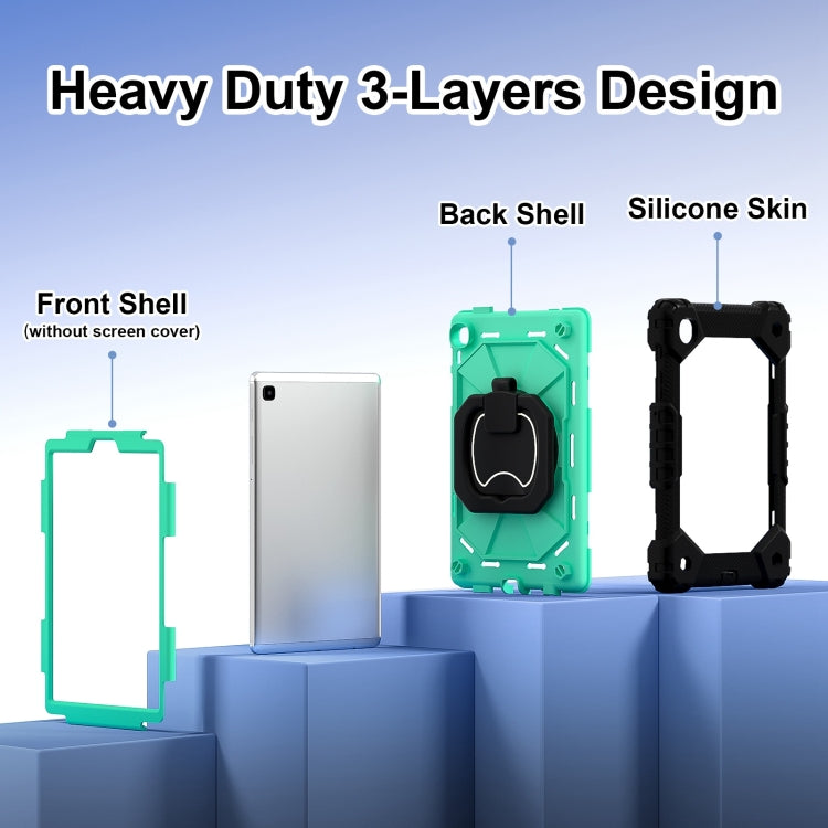 For Samsung Galaxy Tab A7 Lite 2021 Contrast Color Robot Silicone Hybrid PC Tablet Case(Black Mint Green) by bashfashion
