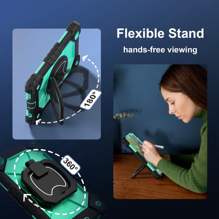 For Samsung Galaxy Tab A7 Lite 2021 Contrast Color Robot Silicone Hybrid PC Tablet Case(Black Mint Green) by bashfashion