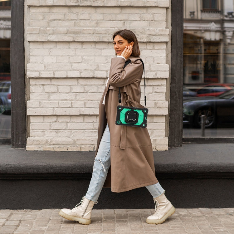 For Samsung Galaxy Tab A7 Lite 2021 Contrast Color Robot Silicone Hybrid PC Tablet Case(Black Mint Green) by bashfashion