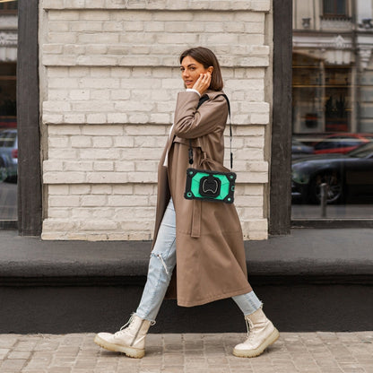 For Samsung Galaxy Tab A7 Lite 2021 Contrast Color Robot Silicone Hybrid PC Tablet Case(Black Mint Green) by bashfashion