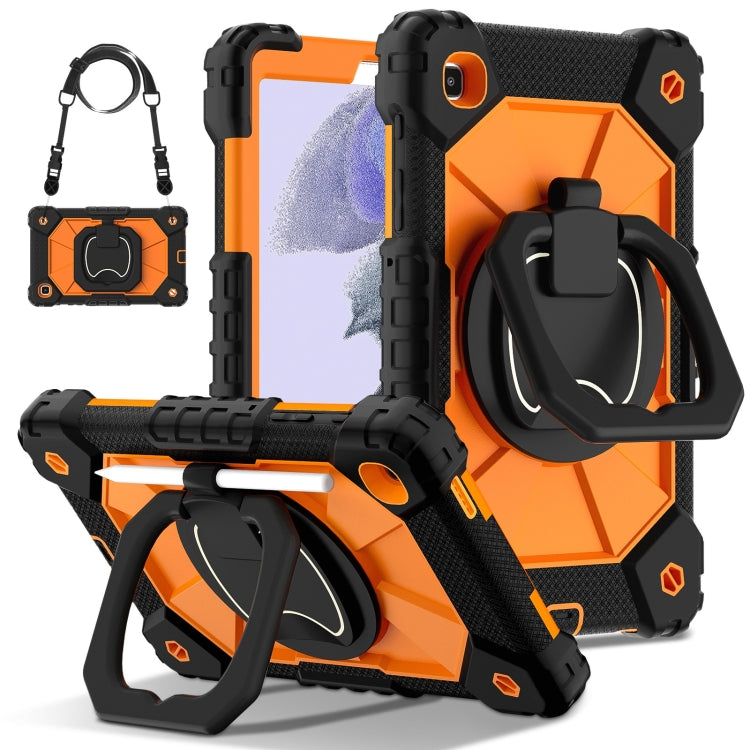For Samsung Galaxy Tab A7 Lite 2021 Contrast Color Robot Silicone Hybrid PC Tablet Case(Black Orange) by bashfashion