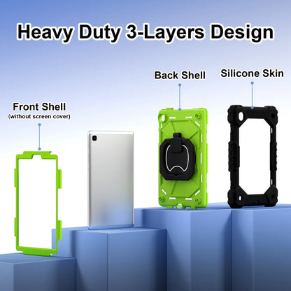 For Samsung Galaxy Tab A7 Lite 2021 Contrast Color Robot Silicone Hybrid PC Tablet Case(Black Yellow Green) by bashfashion