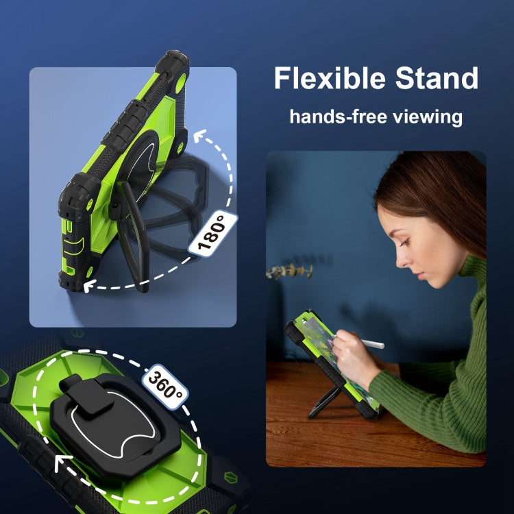 For Samsung Galaxy Tab A7 Lite 2021 Contrast Color Robot Silicone Hybrid PC Tablet Case(Black Yellow Green) by bashfashion