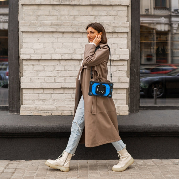 For Samsung Galaxy Tab A7 Lite 2021 Contrast Color Robot Silicone Hybrid PC Tablet Case(Black Blue) by bashfashion