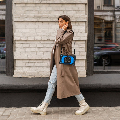 For Samsung Galaxy Tab A7 Lite 2021 Contrast Color Robot Silicone Hybrid PC Tablet Case(Black Blue) by bashfashion