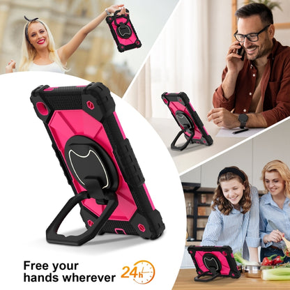 For Samsung Galaxy Tab A7 Lite 2021 Contrast Color Robot Silicone Hybrid PC Tablet Case(Black Rose Red) by bashfashion