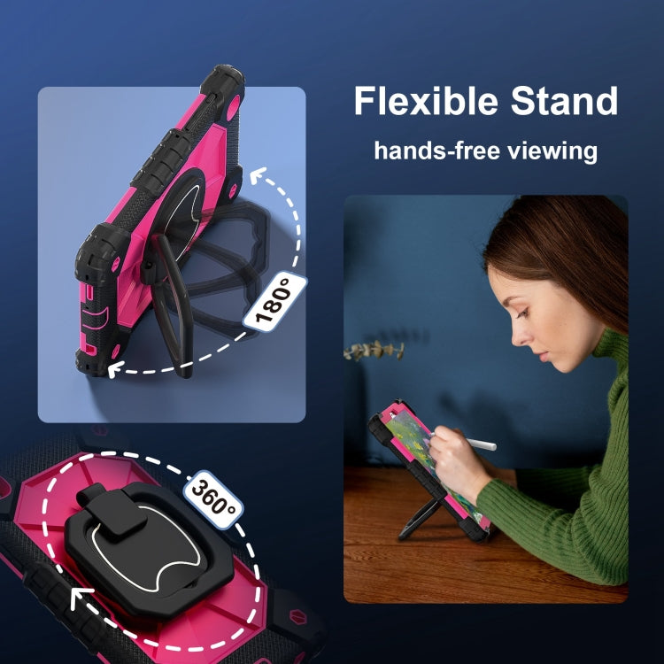 For Samsung Galaxy Tab A7 Lite 2021 Contrast Color Robot Silicone Hybrid PC Tablet Case(Black Rose Red) by bashfashion