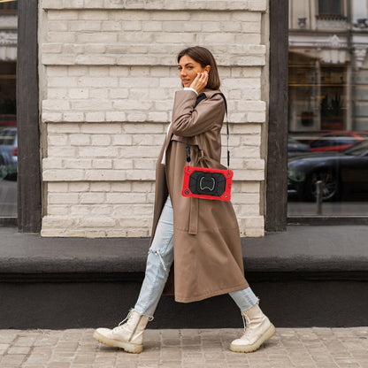 For Samsung Galaxy Tab A7 Lite 2021 Contrast Color Robot Silicone Hybrid PC Tablet Case(Red Black) by bashfashion