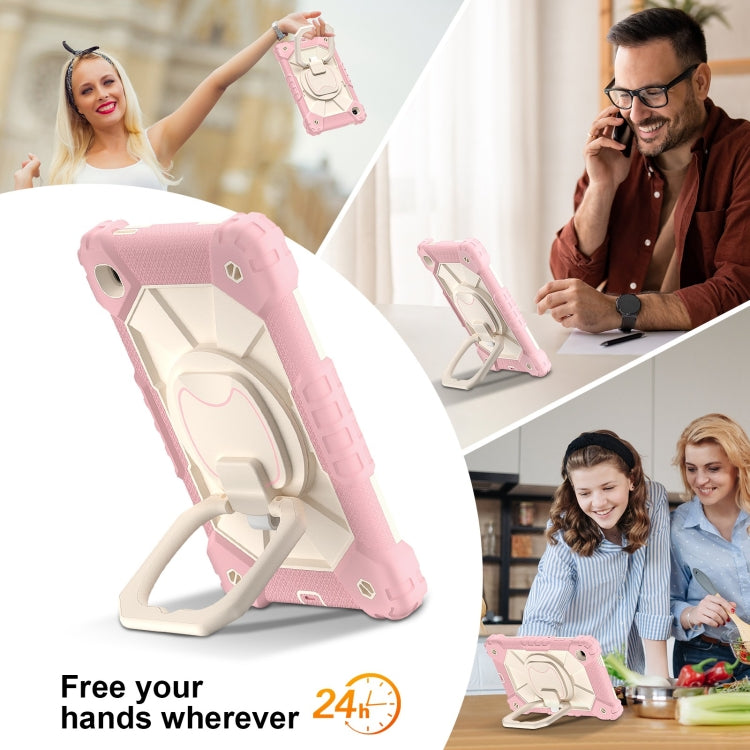 For Samsung Galaxy Tab A7 Lite 2021 Contrast Color Robot Silicone Hybrid PC Tablet Case(Rose Gold Beige) by bashfashion