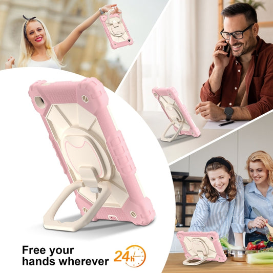 For Samsung Galaxy Tab A7 Lite 2021 Contrast Color Robot Silicone Hybrid PC Tablet Case(Rose Gold Beige) by bashfashion