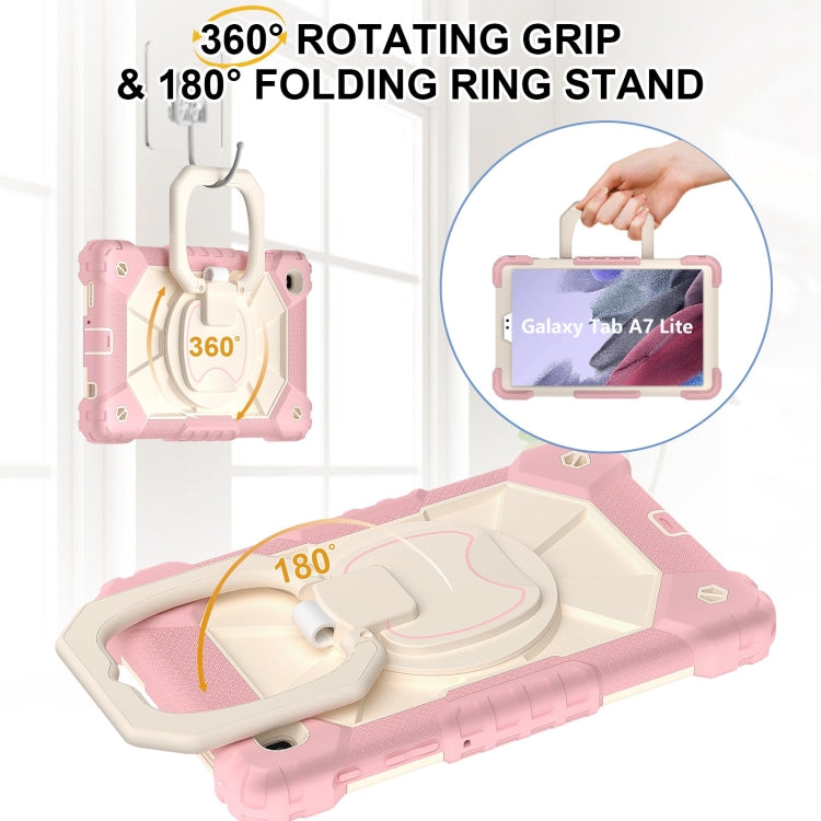For Samsung Galaxy Tab A7 Lite 2021 Contrast Color Robot Silicone Hybrid PC Tablet Case(Rose Gold Beige) by bashfashion