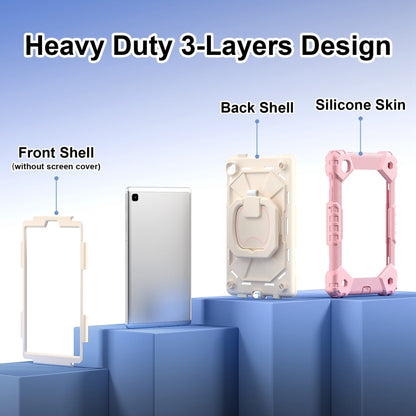For Samsung Galaxy Tab A7 Lite 2021 Contrast Color Robot Silicone Hybrid PC Tablet Case(Rose Gold Beige) by bashfashion