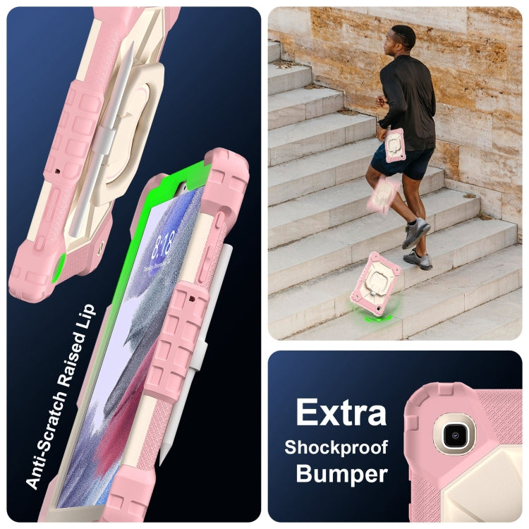 For Samsung Galaxy Tab A7 Lite 2021 Contrast Color Robot Silicone Hybrid PC Tablet Case(Rose Gold Beige) by bashfashion