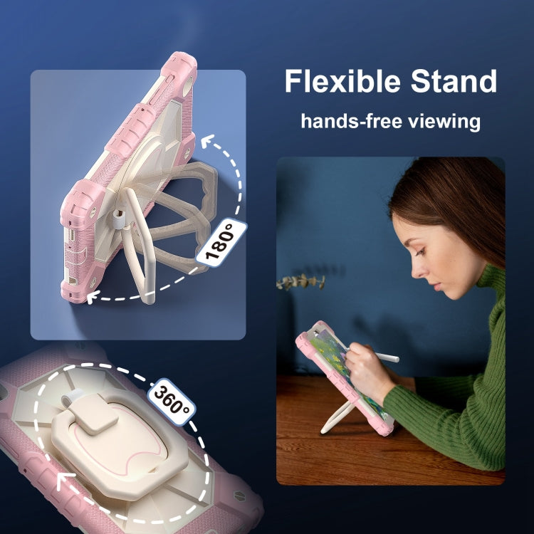 For Samsung Galaxy Tab A7 Lite 2021 Contrast Color Robot Silicone Hybrid PC Tablet Case(Rose Gold Beige) by bashfashion