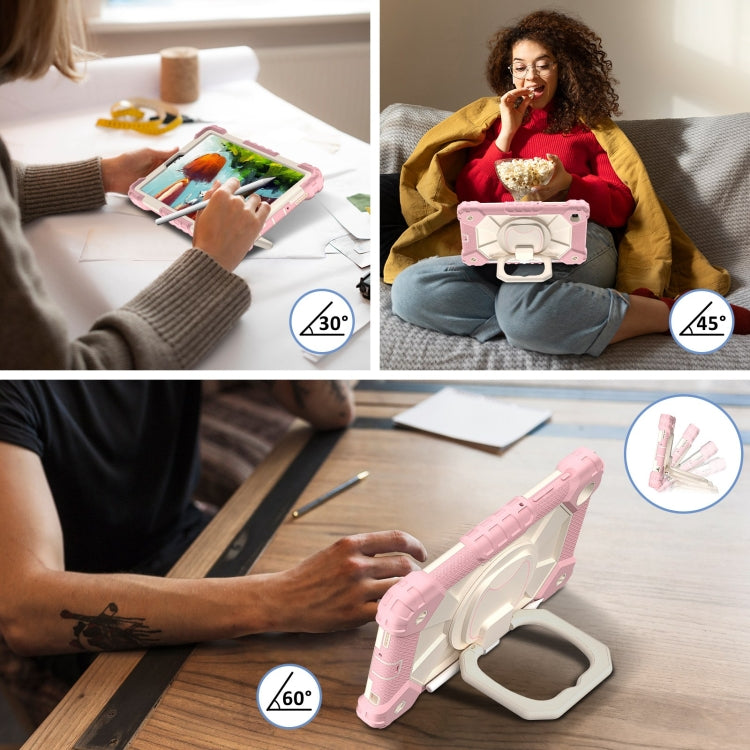 For Samsung Galaxy Tab A7 Lite 2021 Contrast Color Robot Silicone Hybrid PC Tablet Case(Rose Gold Beige) by bashfashion