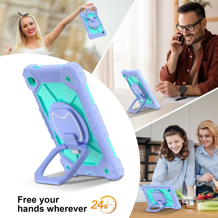 For Samsung Galaxy Tab A7 Lite 2021 Contrast Color Robot Silicone Hybrid PC Tablet Case(Purple Mint Green) by bashfashion