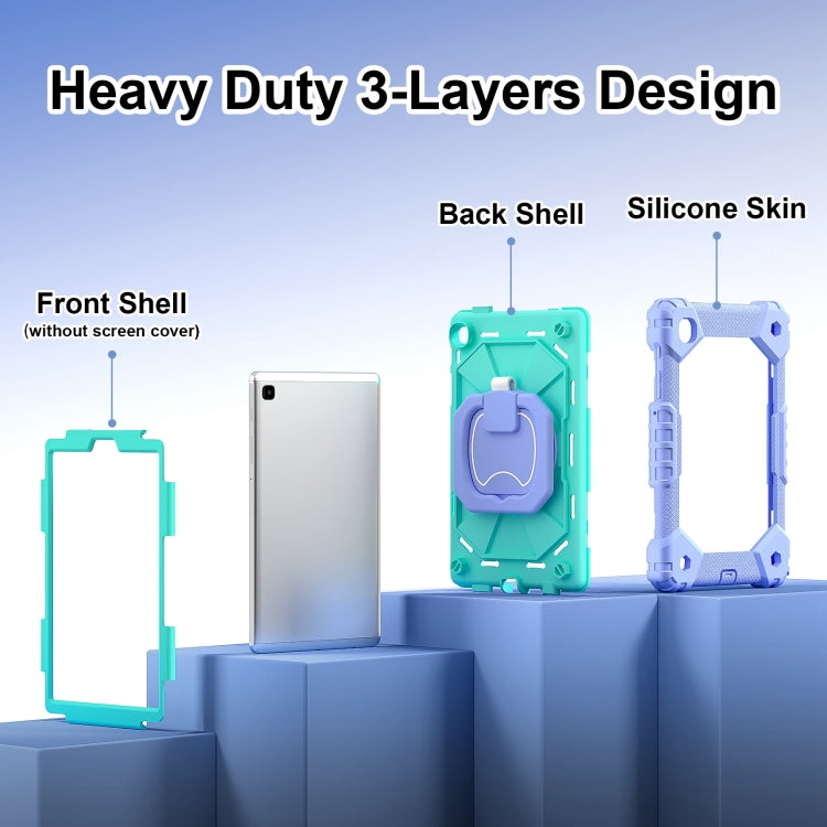 For Samsung Galaxy Tab A7 Lite 2021 Contrast Color Robot Silicone Hybrid PC Tablet Case(Purple Mint Green) by bashfashion