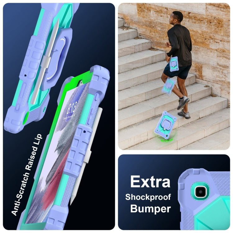 For Samsung Galaxy Tab A7 Lite 2021 Contrast Color Robot Silicone Hybrid PC Tablet Case(Purple Mint Green) by bashfashion