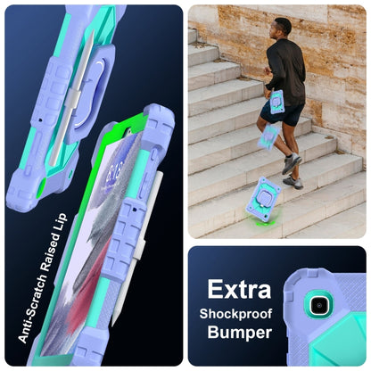 For Samsung Galaxy Tab A7 Lite 2021 Contrast Color Robot Silicone Hybrid PC Tablet Case(Purple Mint Green) by bashfashion