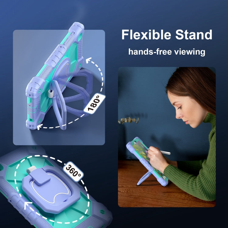 For Samsung Galaxy Tab A7 Lite 2021 Contrast Color Robot Silicone Hybrid PC Tablet Case(Purple Mint Green) by bashfashion