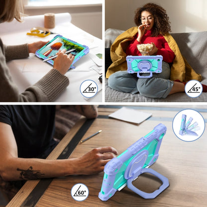 For Samsung Galaxy Tab A7 Lite 2021 Contrast Color Robot Silicone Hybrid PC Tablet Case(Purple Mint Green) by bashfashion