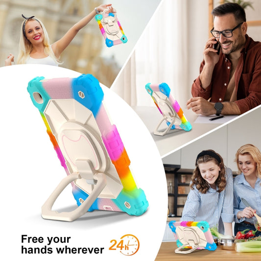 For Samsung Galaxy Tab A7 Lite 2021 Contrast Color Robot Silicone Hybrid PC Tablet Case(Colorful Blue) by bashfashion