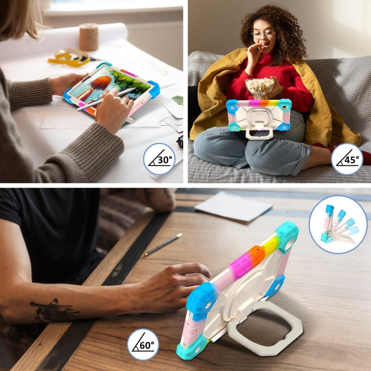 For Samsung Galaxy Tab A7 Lite 2021 Contrast Color Robot Silicone Hybrid PC Tablet Case(Colorful Blue) by bashfashion