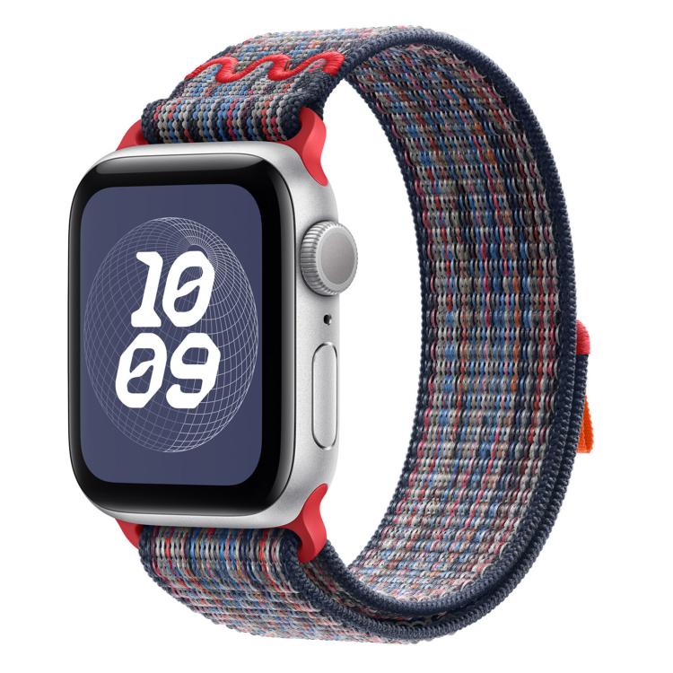 For Apple Watch Ultra 2 49mm Loop Nylon Watch Band(Blue with Red) by bashfashion