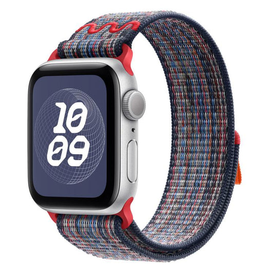 For Apple Watch Ultra 2 49mm Loop Nylon Watch Band(Blue with Red) by bashfashion