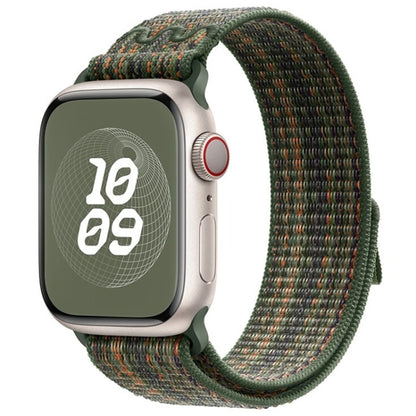 For Apple Watch Series 10 46mm / 9 45mm Loop Nylon Watch Band(Green Orange) by bashfashion