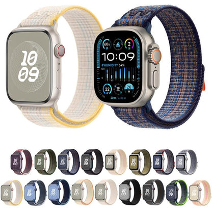 For Apple Watch Series 10 46mm / 9 45mm Loop Nylon Watch Band(Green Orange) by bashfashion
