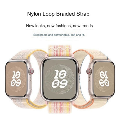 For Apple Watch Series 10 46mm / 9 45mm Loop Nylon Watch Band(Green Orange) by bashfashion