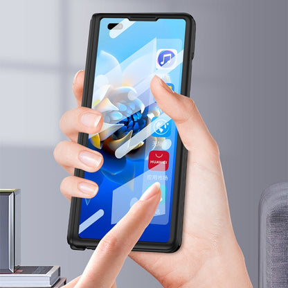 For Huawei Mate X2 GKK Integrated Frosted Leather HD Fold Hinge Phone Case with Holder(Black) by GKK