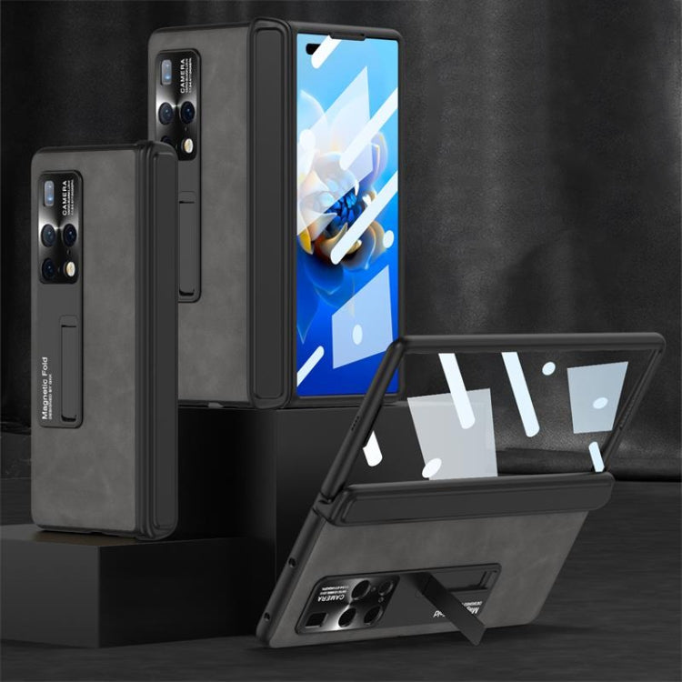 For Huawei Mate X2 GKK Integrated Frosted Fold Hinge Privacy Leather Phone Case with Holder(Grey) by GKK