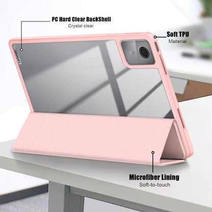 For Lenovo Tab M11 / Xiaoxin Pad 2024 Acrylic 3-Fold Solid Color Smart Leather Tablet Case(Pink) by bashfashion