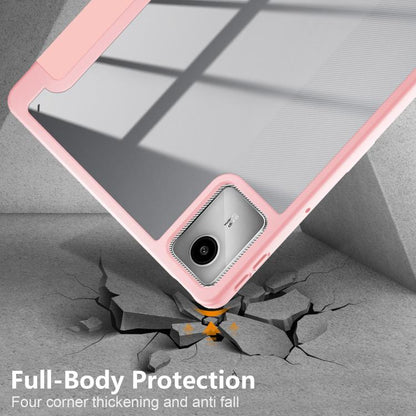 For Lenovo Tab M11 / Xiaoxin Pad 2024 Acrylic 3-Fold Solid Color Smart Leather Tablet Case(Pink) by bashfashion