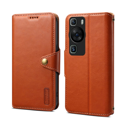 For Huawei P60 Denior Cowhide Texture Wallet Style Leather Phone Case(Brown) by Denior