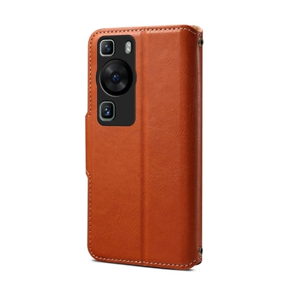 For Huawei P60 Denior Cowhide Texture Wallet Style Leather Phone Case(Brown) by Denior