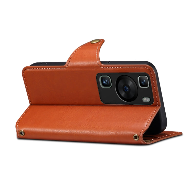 For Huawei P60 Denior Cowhide Texture Wallet Style Leather Phone Case(Brown) by Denior