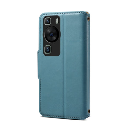 For Huawei P60 Denior Cowhide Texture Wallet Style Leather Phone Case(Blue) by Denior