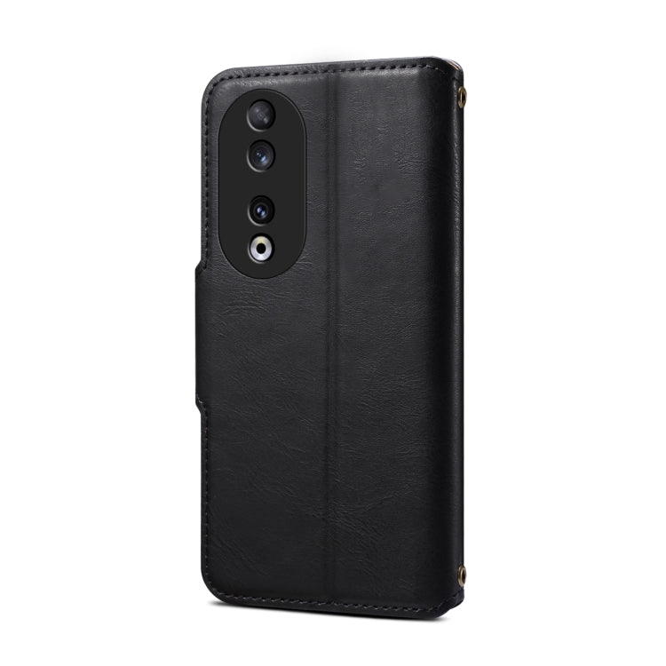 For Honor 90 Denior Cowhide Texture Wallet Style Leather Phone Case(Black) by Denior
