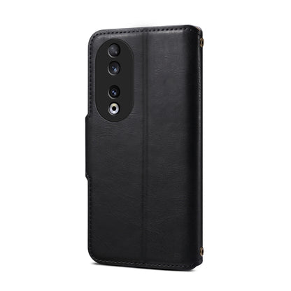 For Honor 90 Denior Cowhide Texture Wallet Style Leather Phone Case(Black) by Denior