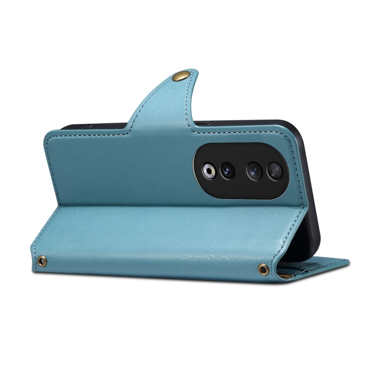 For Honor 90 Denior Cowhide Texture Wallet Style Leather Phone Case(Blue) by Denior