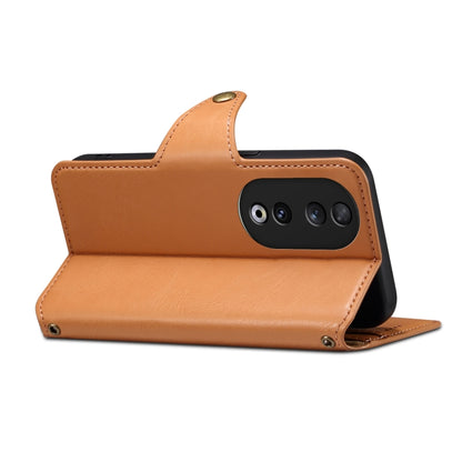 For Honor 90 Denior Cowhide Texture Wallet Style Leather Phone Case(Khaki) by Denior