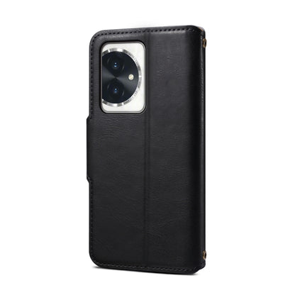 For Honor 100 Denior Cowhide Texture Wallet Style Leather Phone Case(Black) by Denior