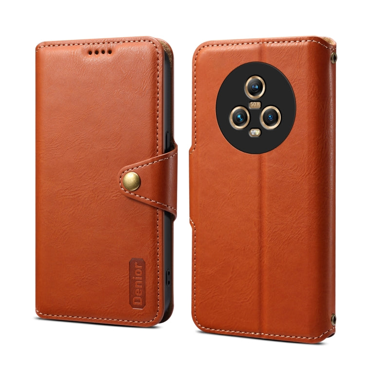 For Honor Magic5 Denior Cowhide Texture Wallet Style Leather Phone Case(Brown) by Denior